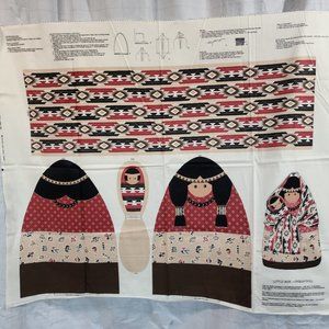 "Little Deer" Indian Doll Southwestern Brown Colors Craft Fabric Panels "3"